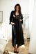 Exquisite robe made of Italian satin Plume Kleo black 3504, Чорний, L