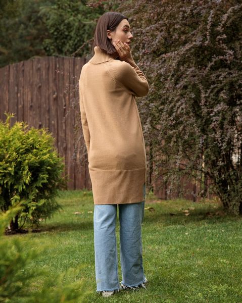 Кашемировый свитер удлиненный золотой бежевый оверсайз LikeOn, Золотой беж, S/M