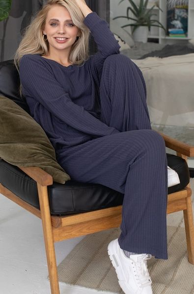 Women's home suit in polar night color Naviale Viscose LH502-01, Navy blue